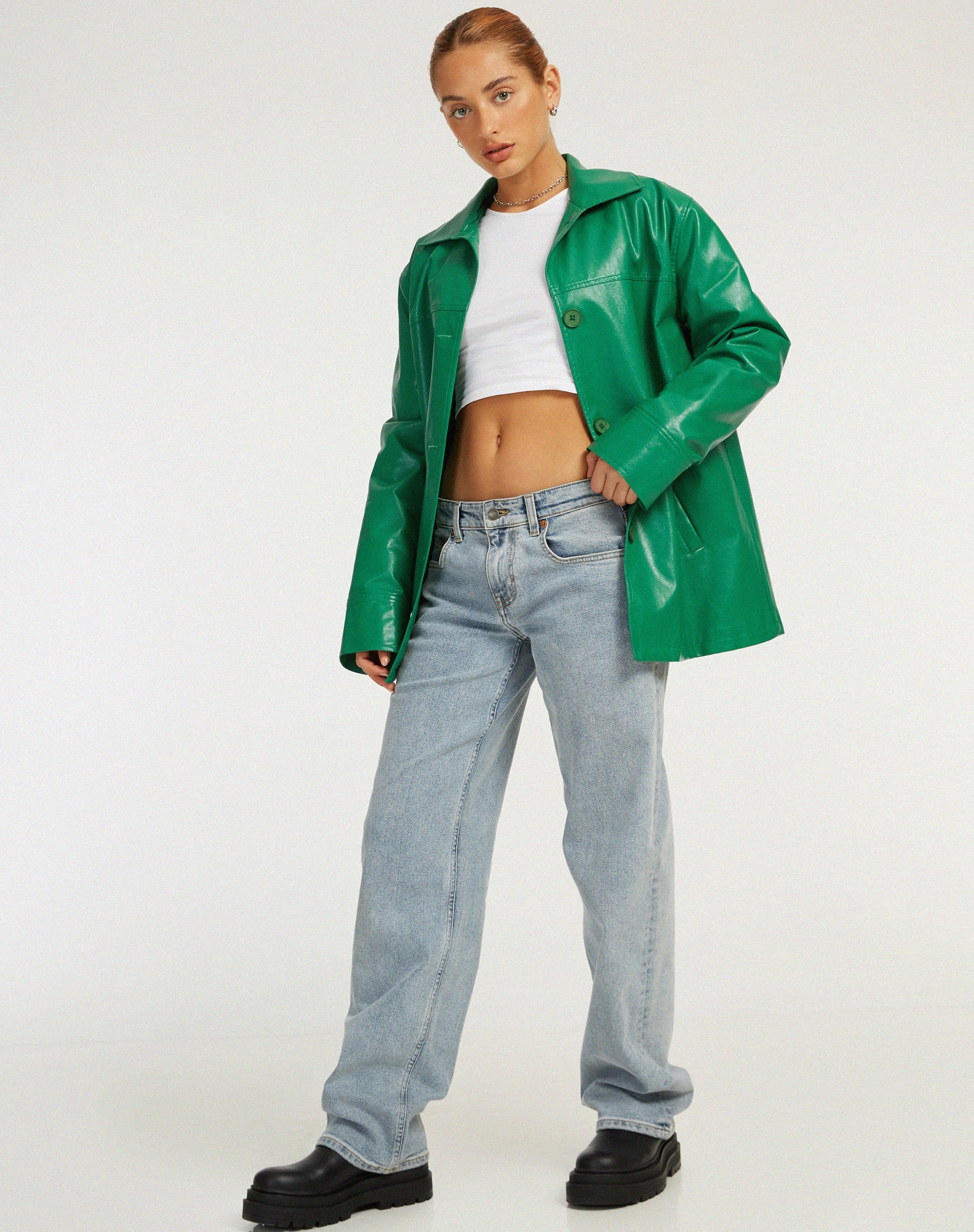 Walta Jacke in Pu Kelly Grün
