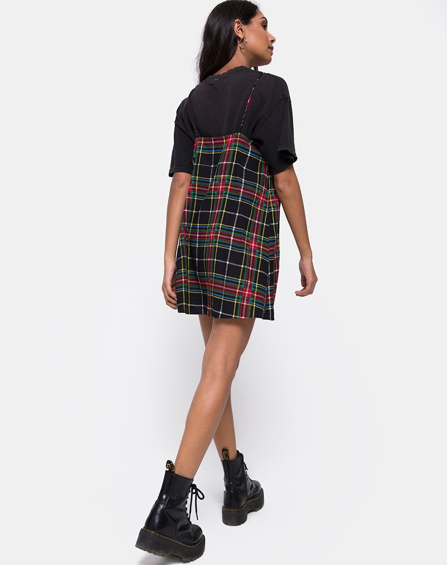Image of Sanna Slip Dress in Karo Rot Grün Gelb und Schwarz