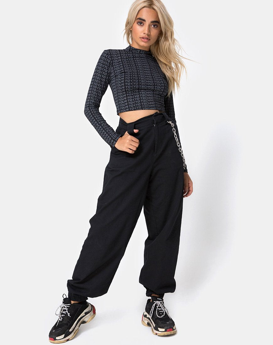 Bild von Rhala Crop Top in Tokyo Techno Tour Schwarz
