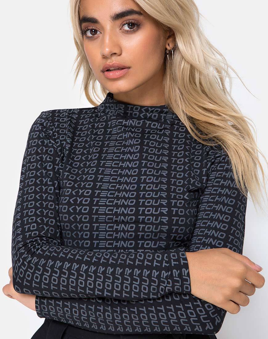 Rhala Crop Top aus Tokyo Techno Tour Schwarz