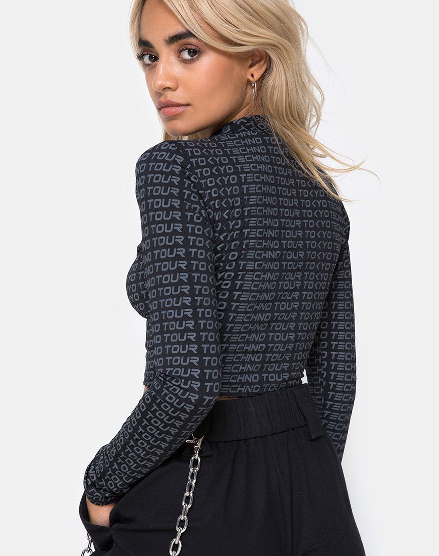 Rhala Crop Top aus Tokyo Techno Tour Schwarz