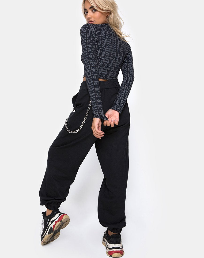 Bild von Rhala Crop Top in Tokyo Techno Tour Schwarz