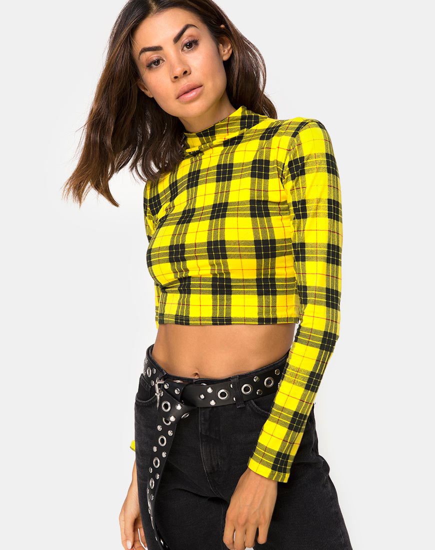 Rhala Crop Top in Winter Plaid Gelb