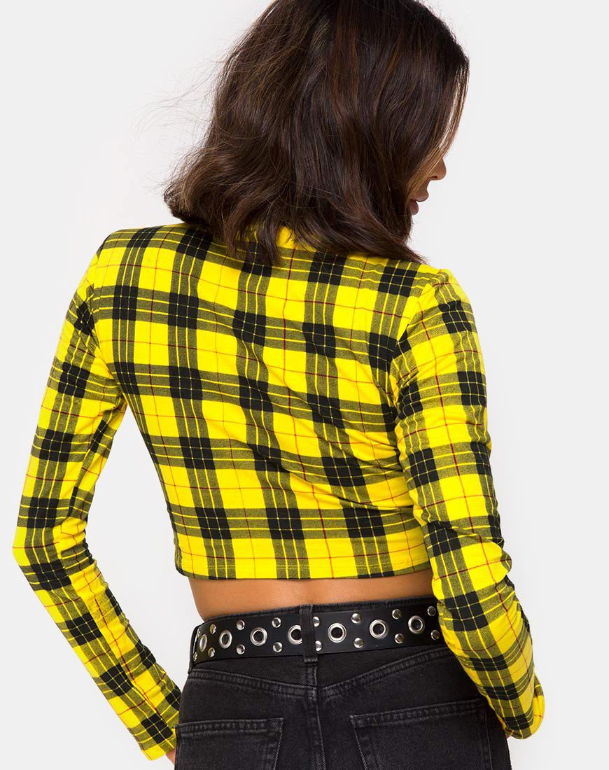 Rhala Crop Top in Winter Plaid Gelb