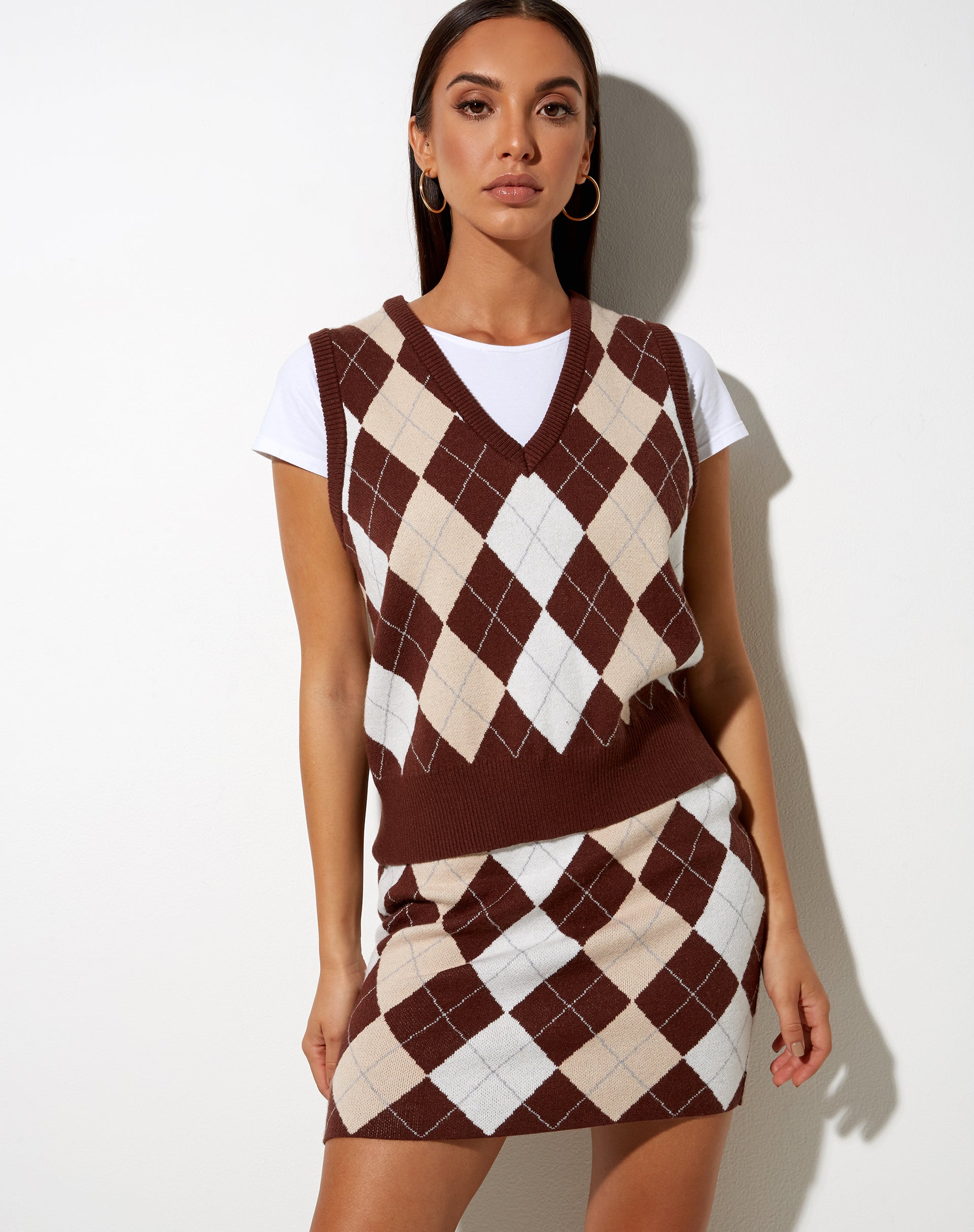 Image of Sami Weste in Argyle Tan gestrickt