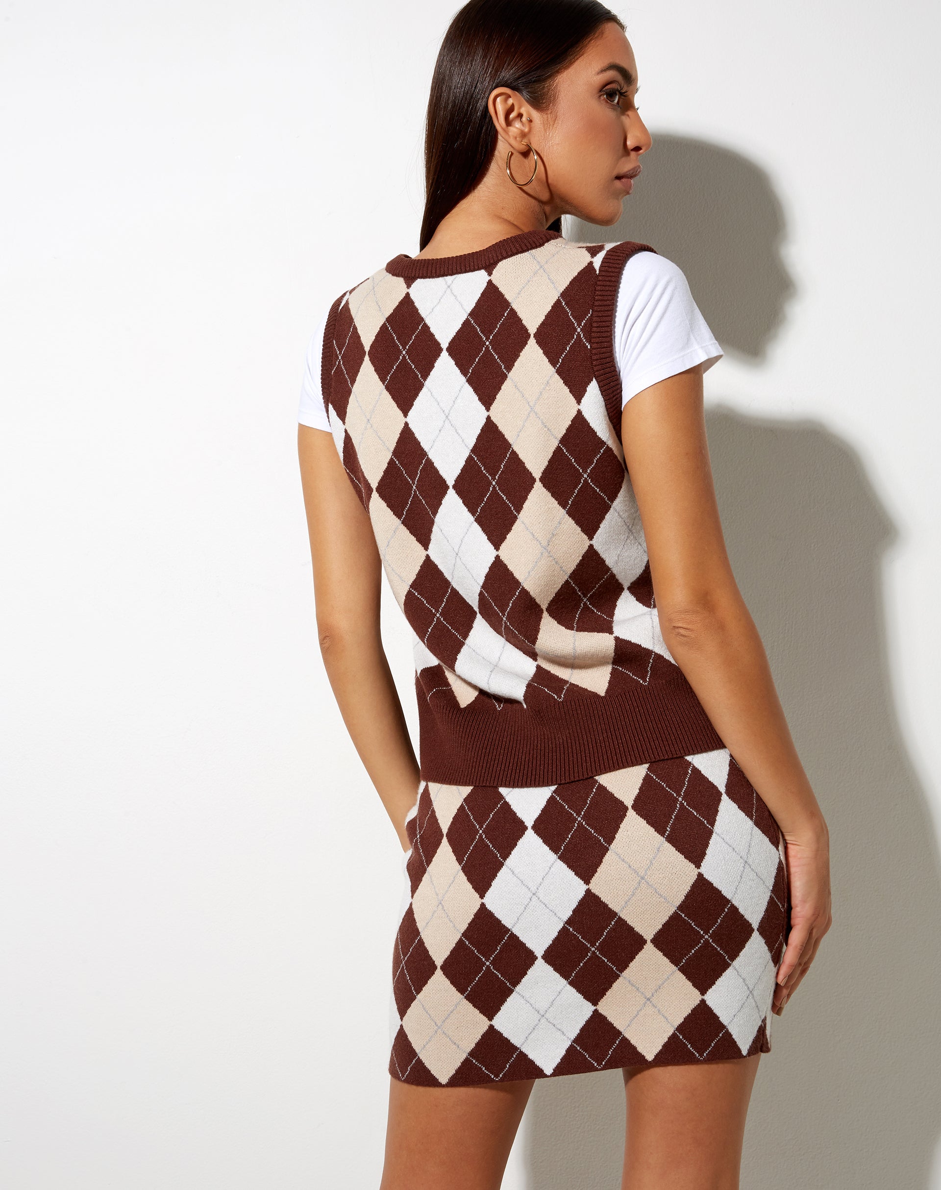 Image of Riani Minirock aus Argyle-Strick Tan