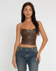 Image of Riaza Bandeau Korsett Top in PU Braun