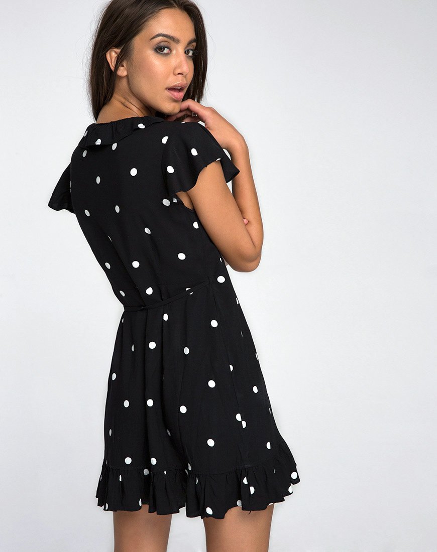 Rica Skaterkleid in Schwarz und Weiß Polkadot