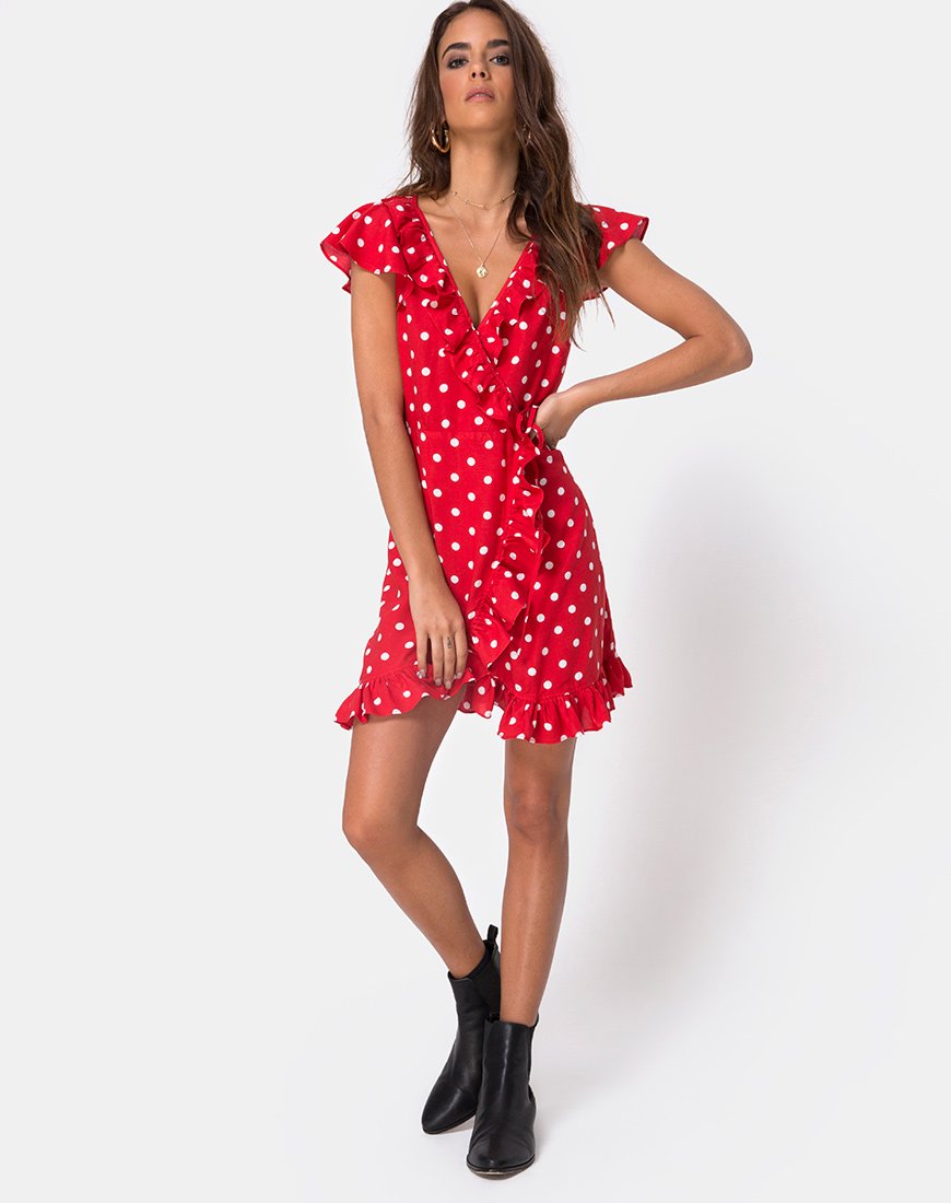 Image of Rica Skaterkleid in Medium Polka Rot-Weiß