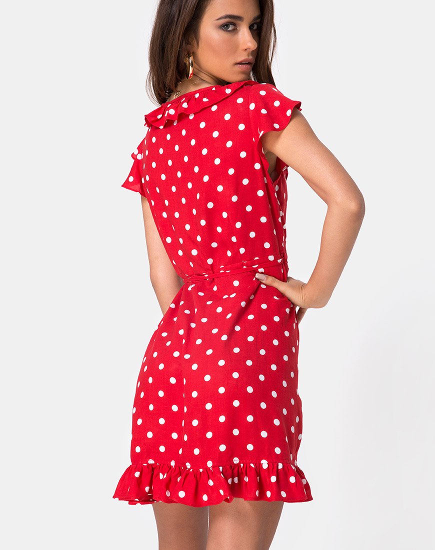 Rica Skaterkleid in Medium Polka Rot und Weiß