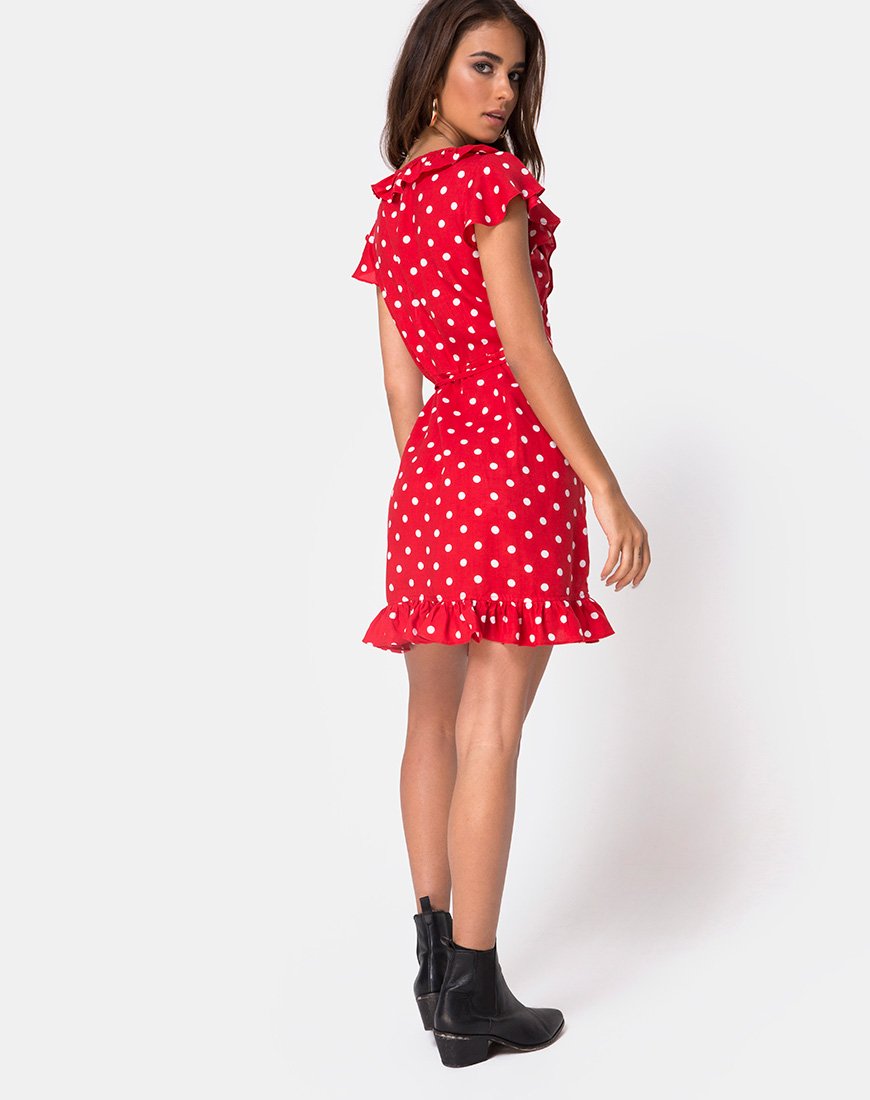 Image of Rica Skaterkleid in Medium Polka Rot-Weiß