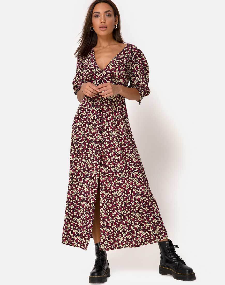 Rigita Kleid in Floral Field Plum