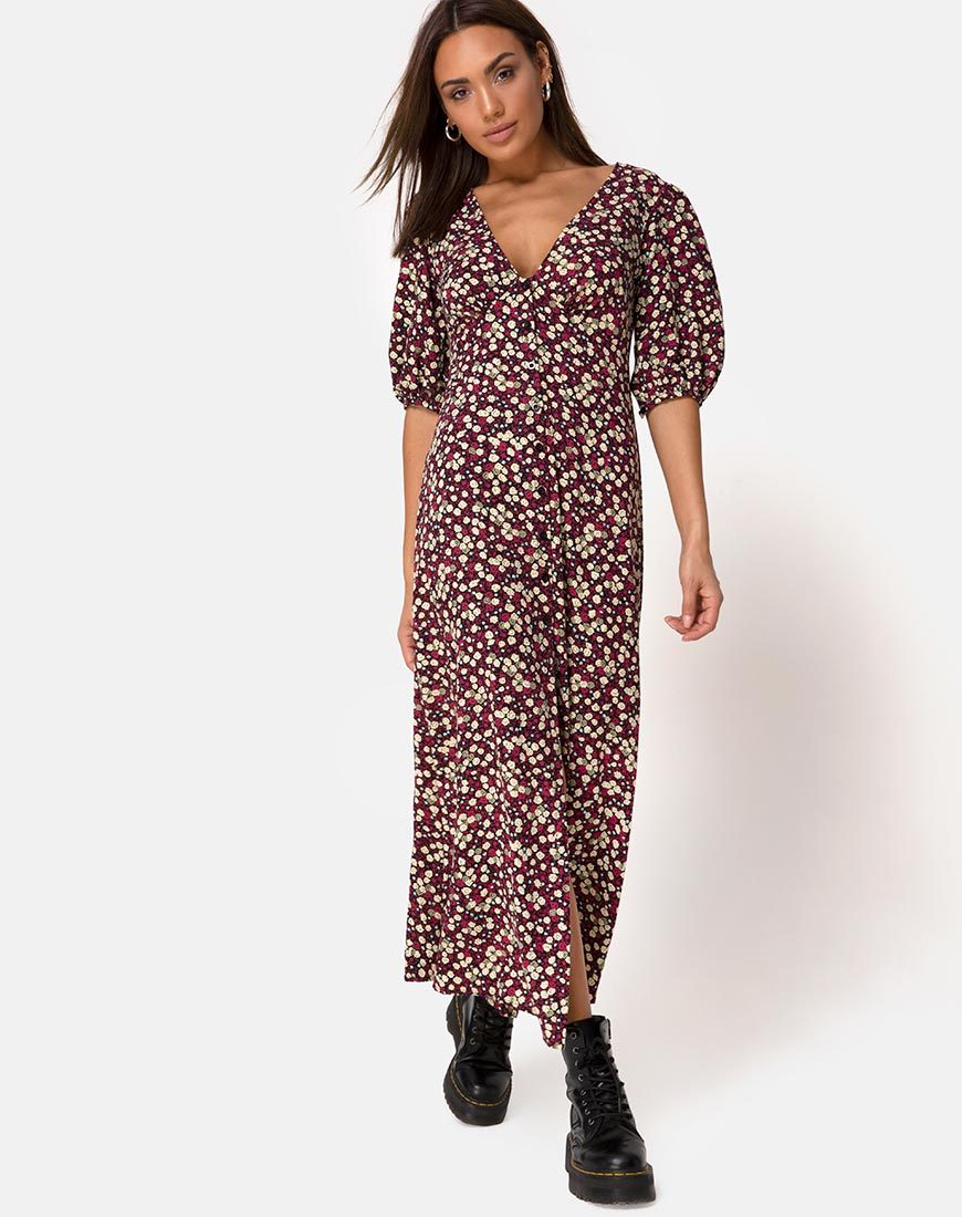 Image of Rigita Kleid in Floral Field Pflaume