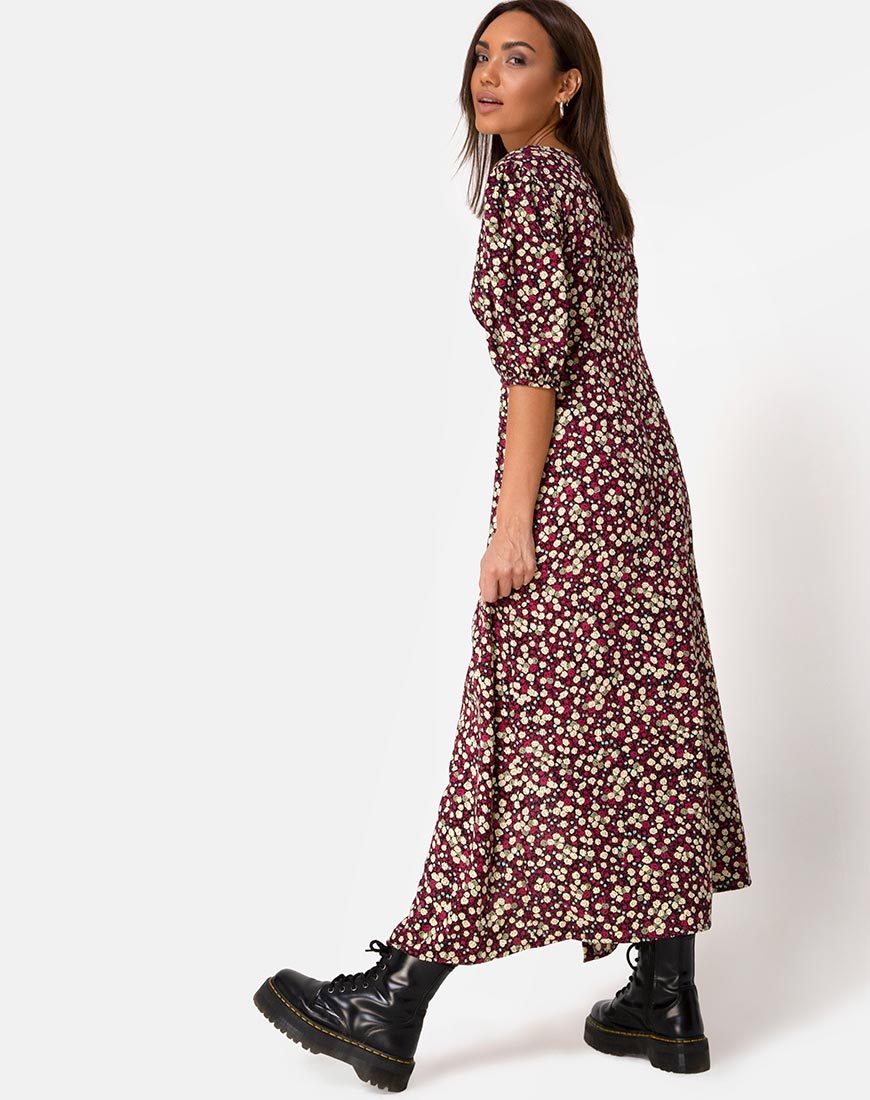 Rigita Kleid in Floral Field Plum