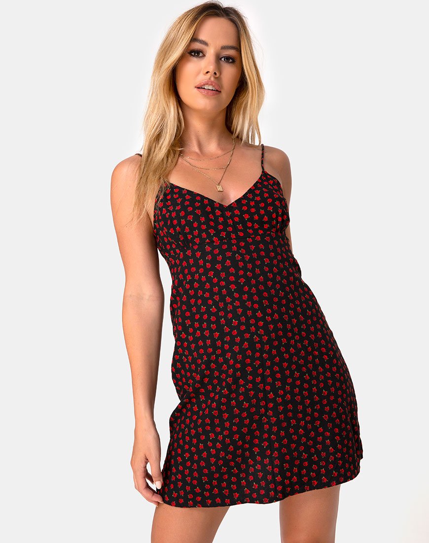 Rilia Kleid in gepunktetem Rosenrot