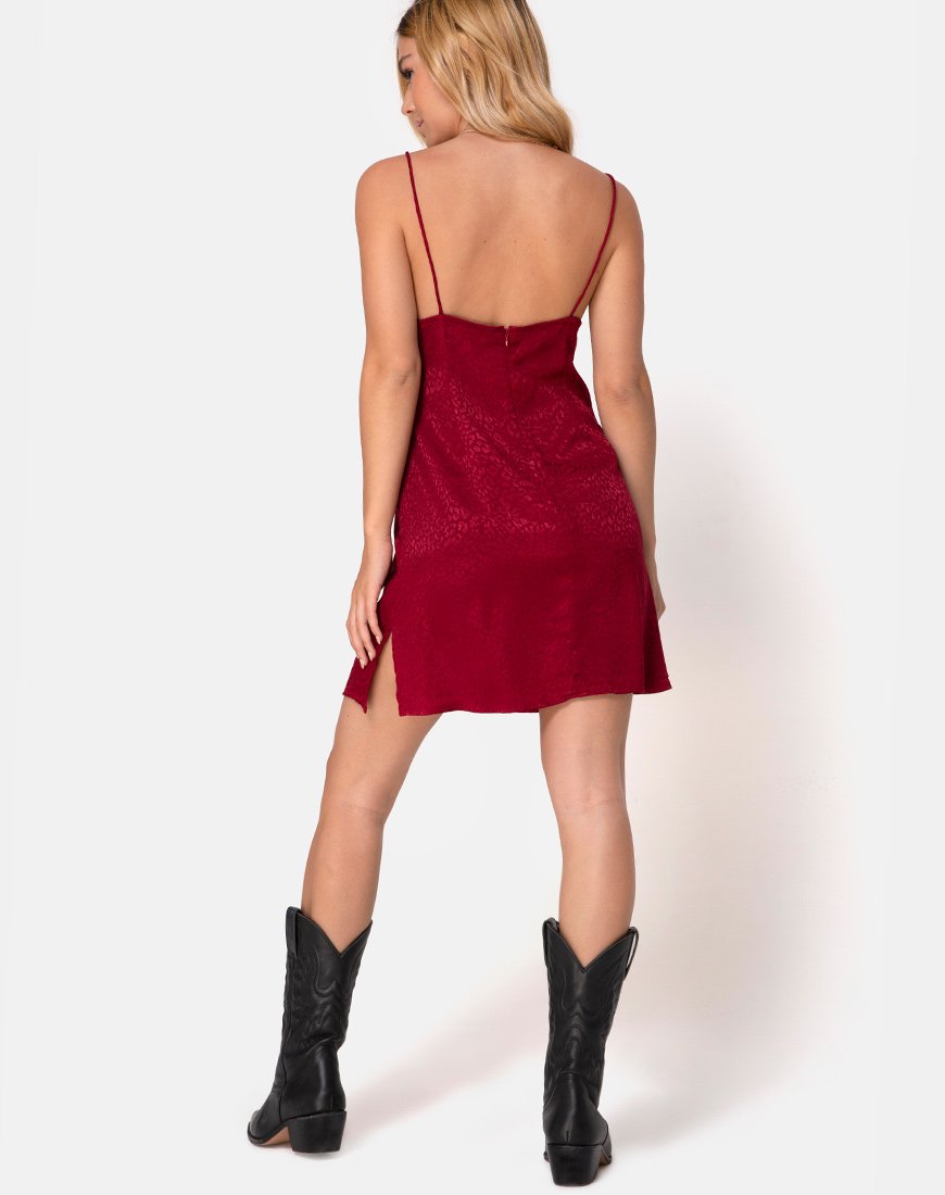 Image of Rilia Slip-Kleid aus Satin Gepard Himbeere
