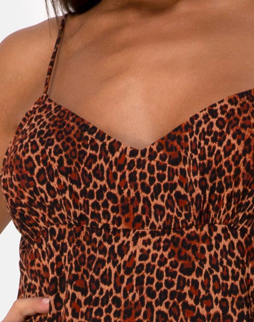 Bild von Rinda Maxikleid in Crinkle Ditsy Leopard Orange