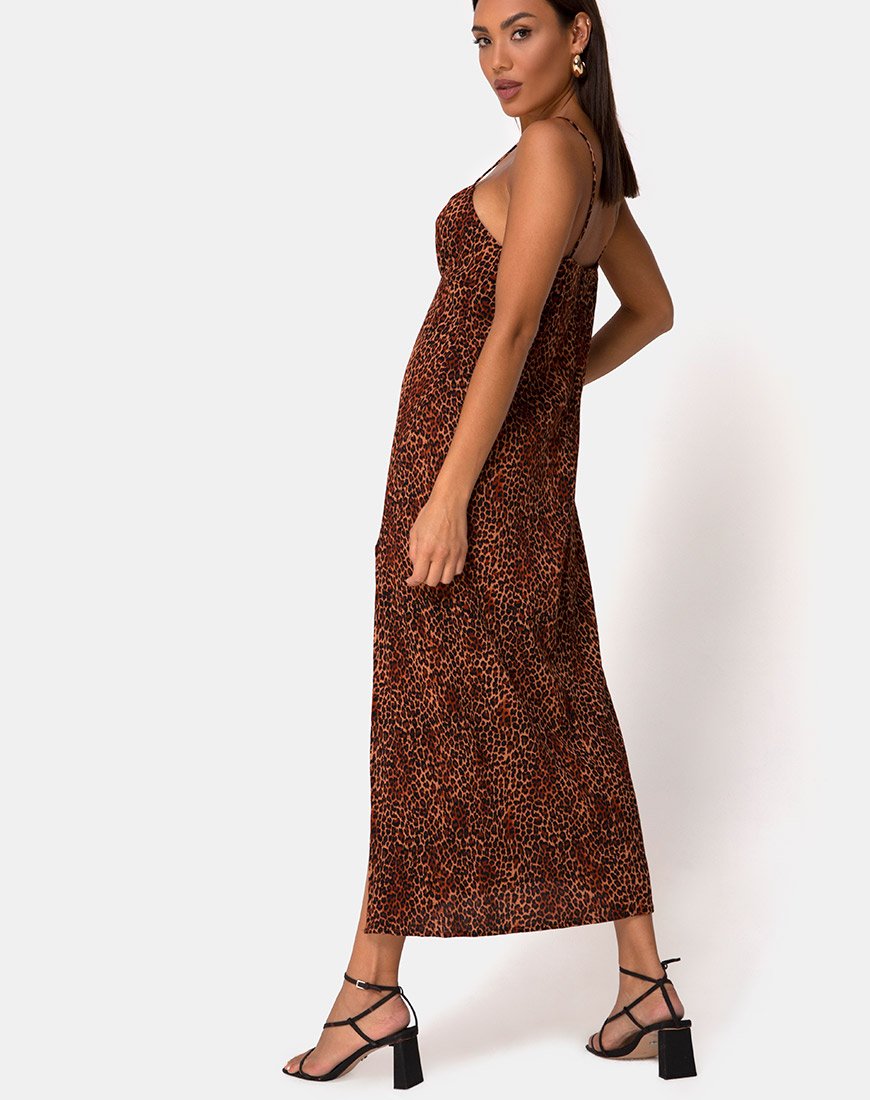 Bild von Rinda Maxikleid in Crinkle Ditsy Leopard Orange