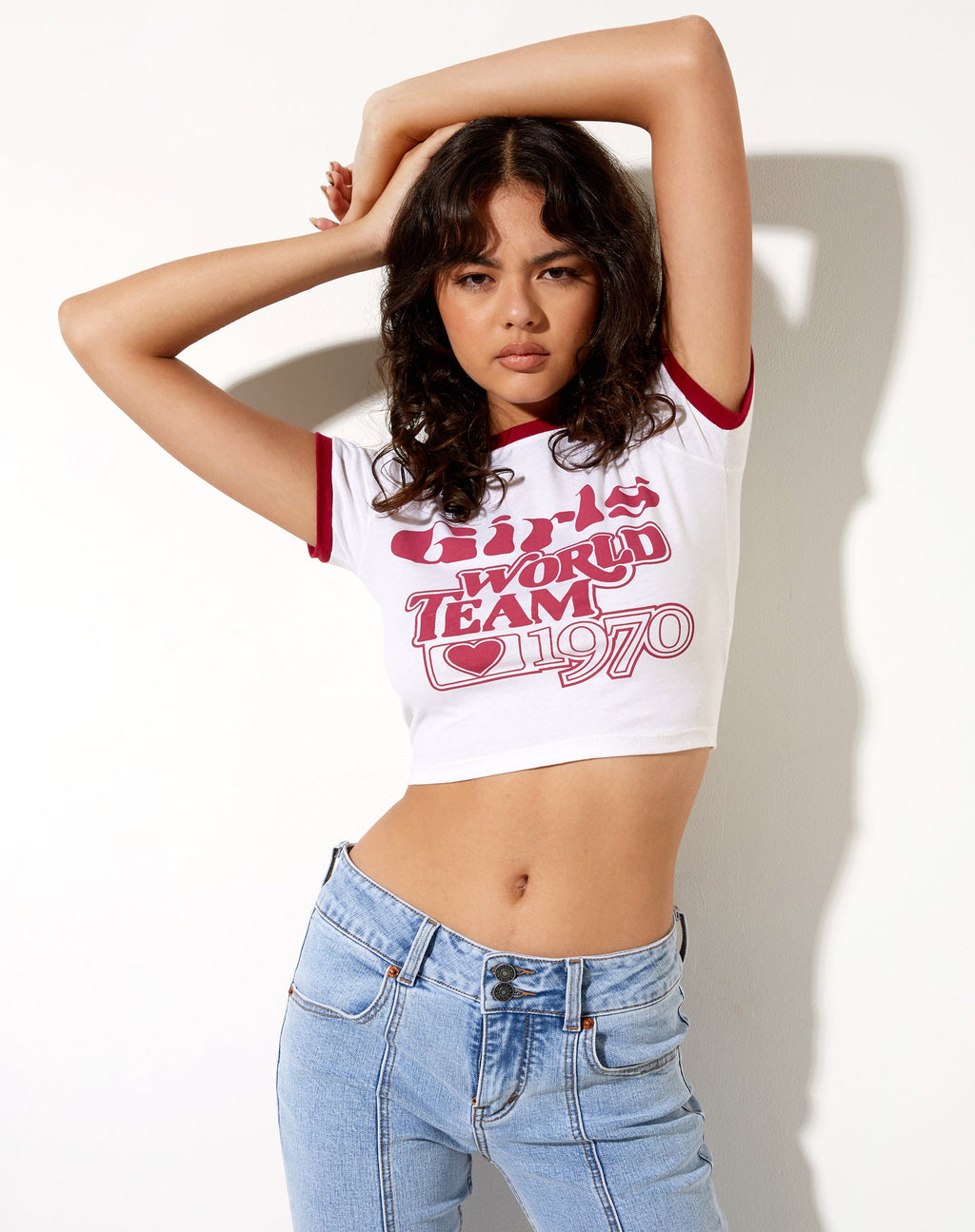 Ringer Tee in Ivory Bind Rot Adrenaline Girls World Team