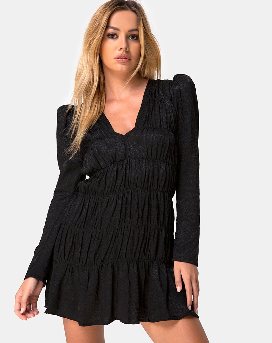 Image of Risana Kleid aus Satin Cheetah Schwarz