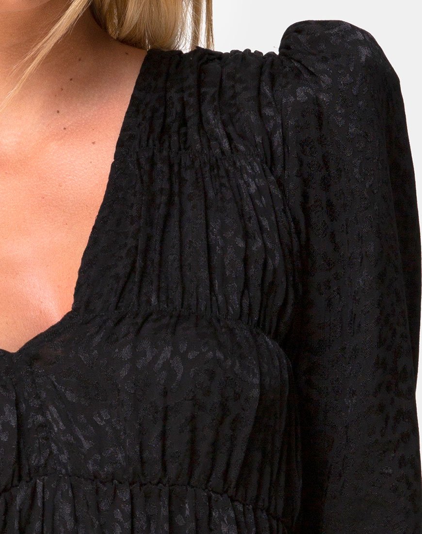 Image of Risana Kleid aus Satin Cheetah Schwarz