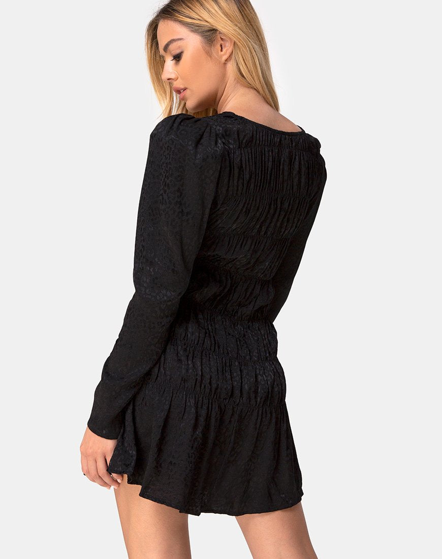 Image of Risana Kleid aus Satin Cheetah Schwarz