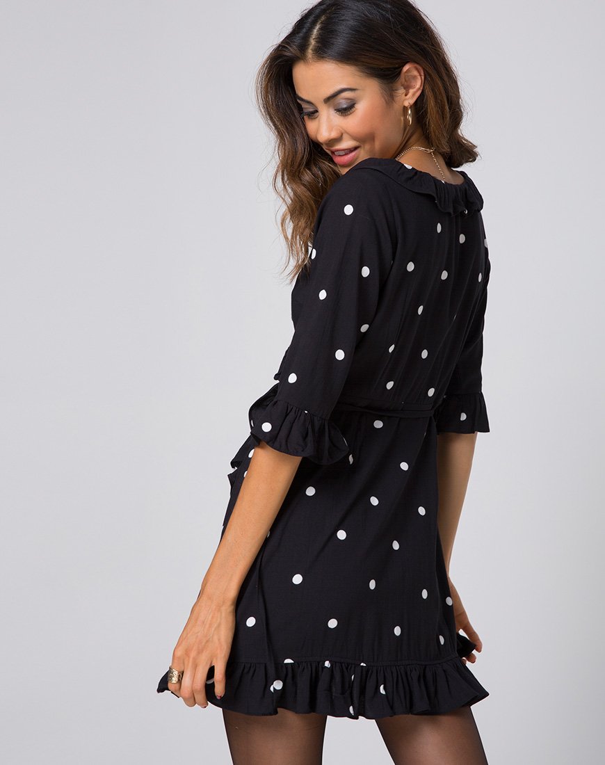 Image of Riser Kleid in Polkadot Schwarz und Weiß