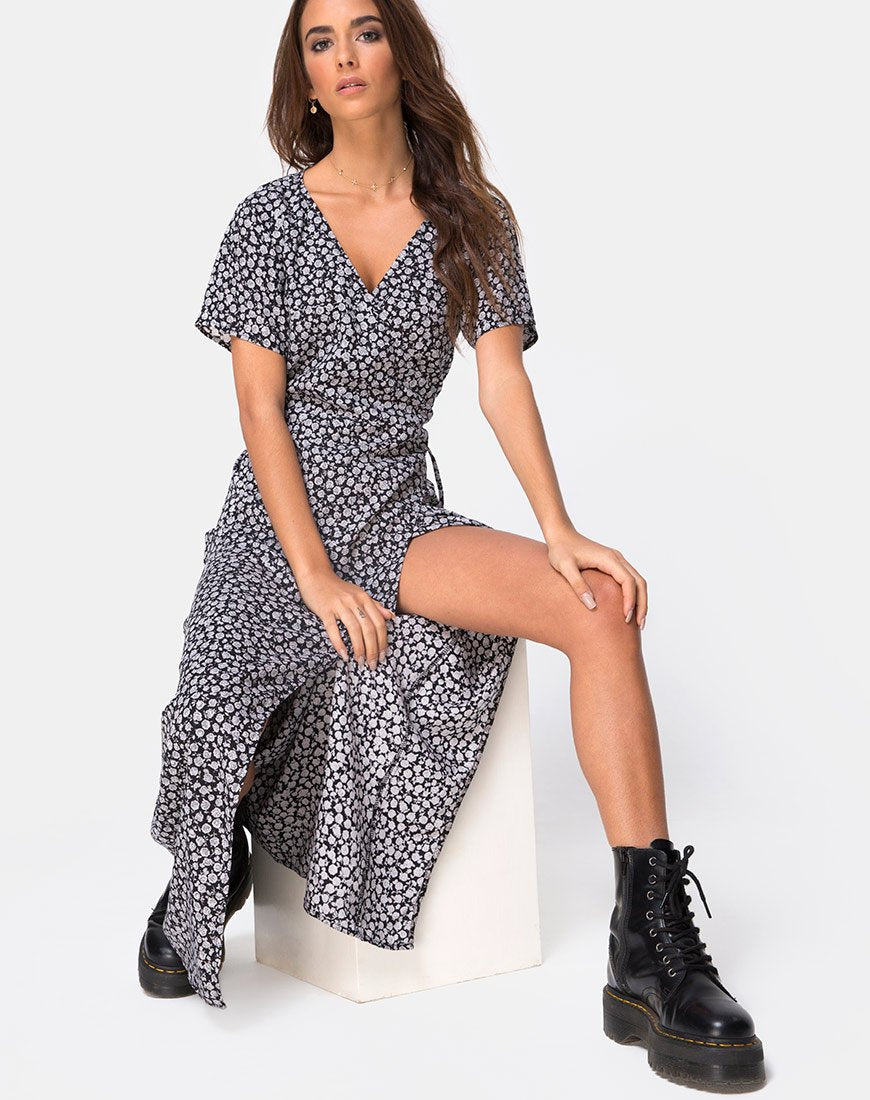 Image of Riva Kleid in Ditsy Rose Schwarz