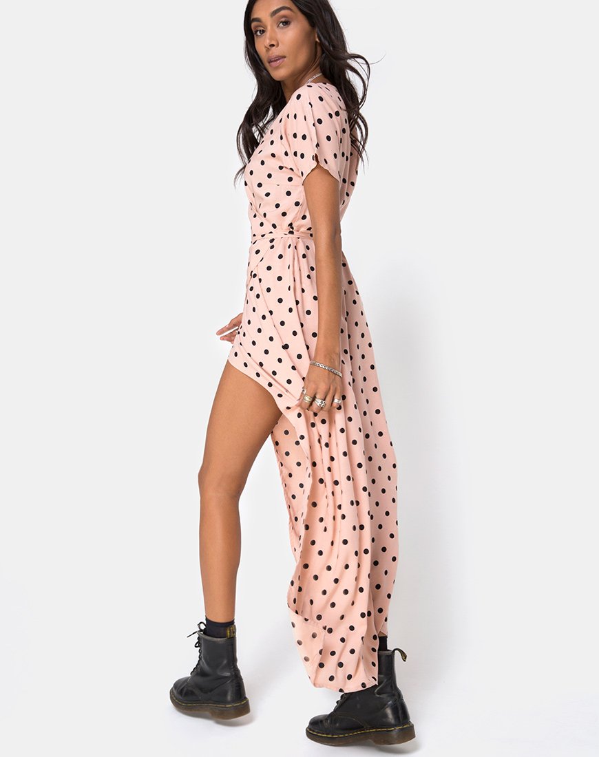 Riva Kleid in New Polka Nude Schwarz