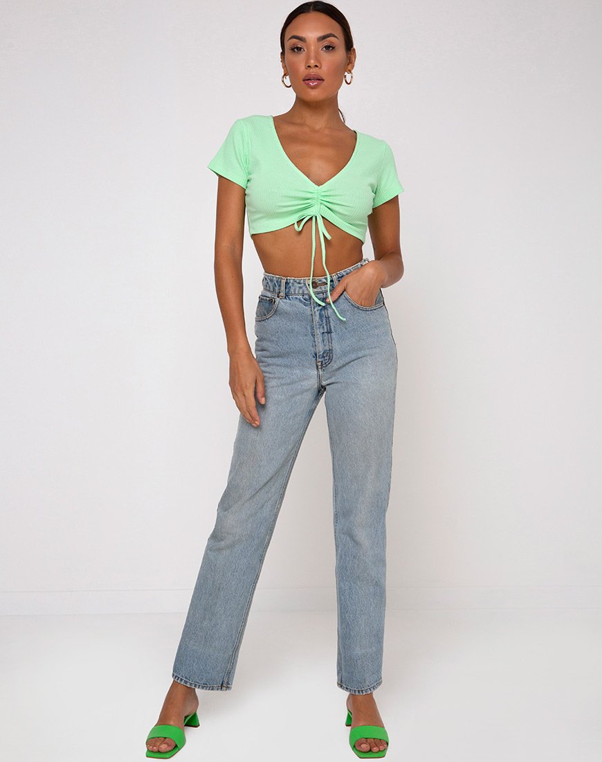 Bild von Rivera Crop Top aus Rippe Neo Mint