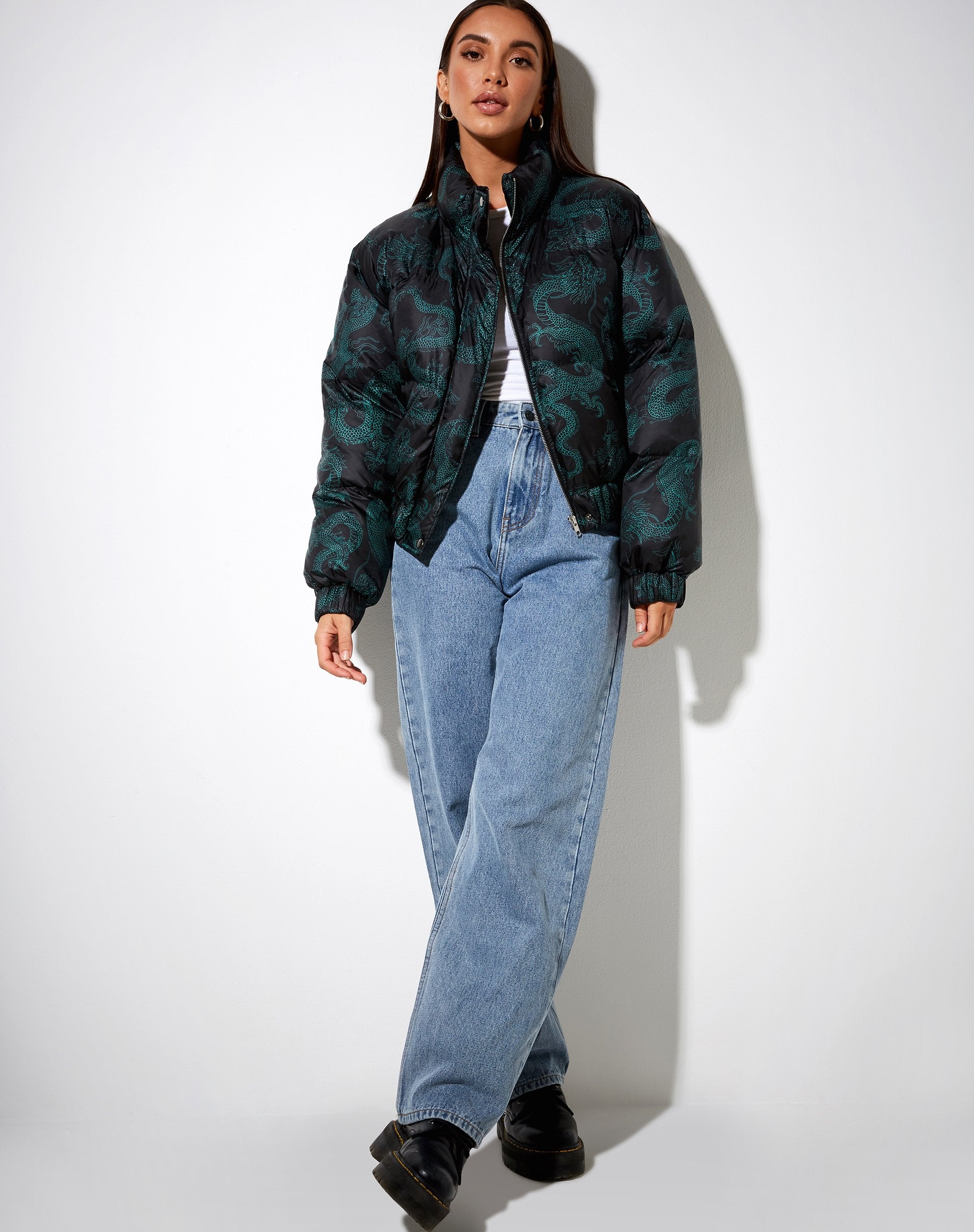 Image of Rohos Pufferjacke in Drachenblume Schwarz und Mint