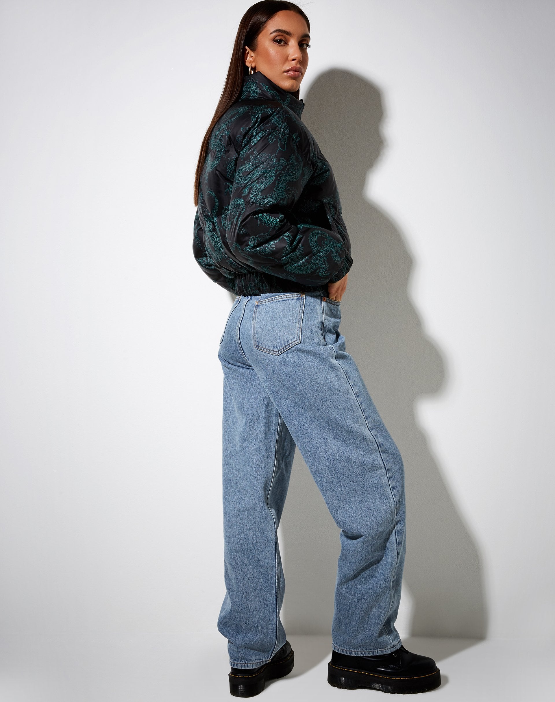 Image of Rohos Pufferjacke in Drachenblume Schwarz und Mint