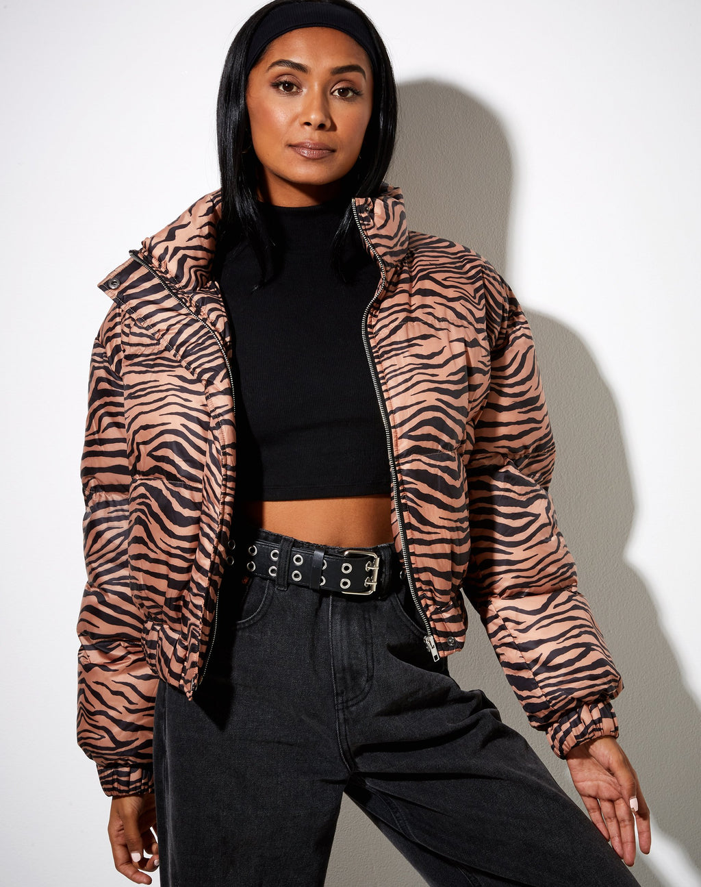 Rohos Pufferjacke in Zebra Schwarz und Braun