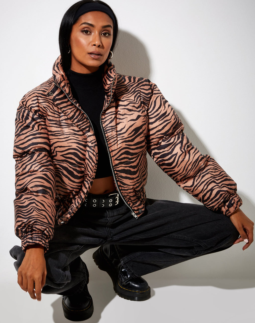 Rohos Pufferjacke in Zebra Schwarz und Braun