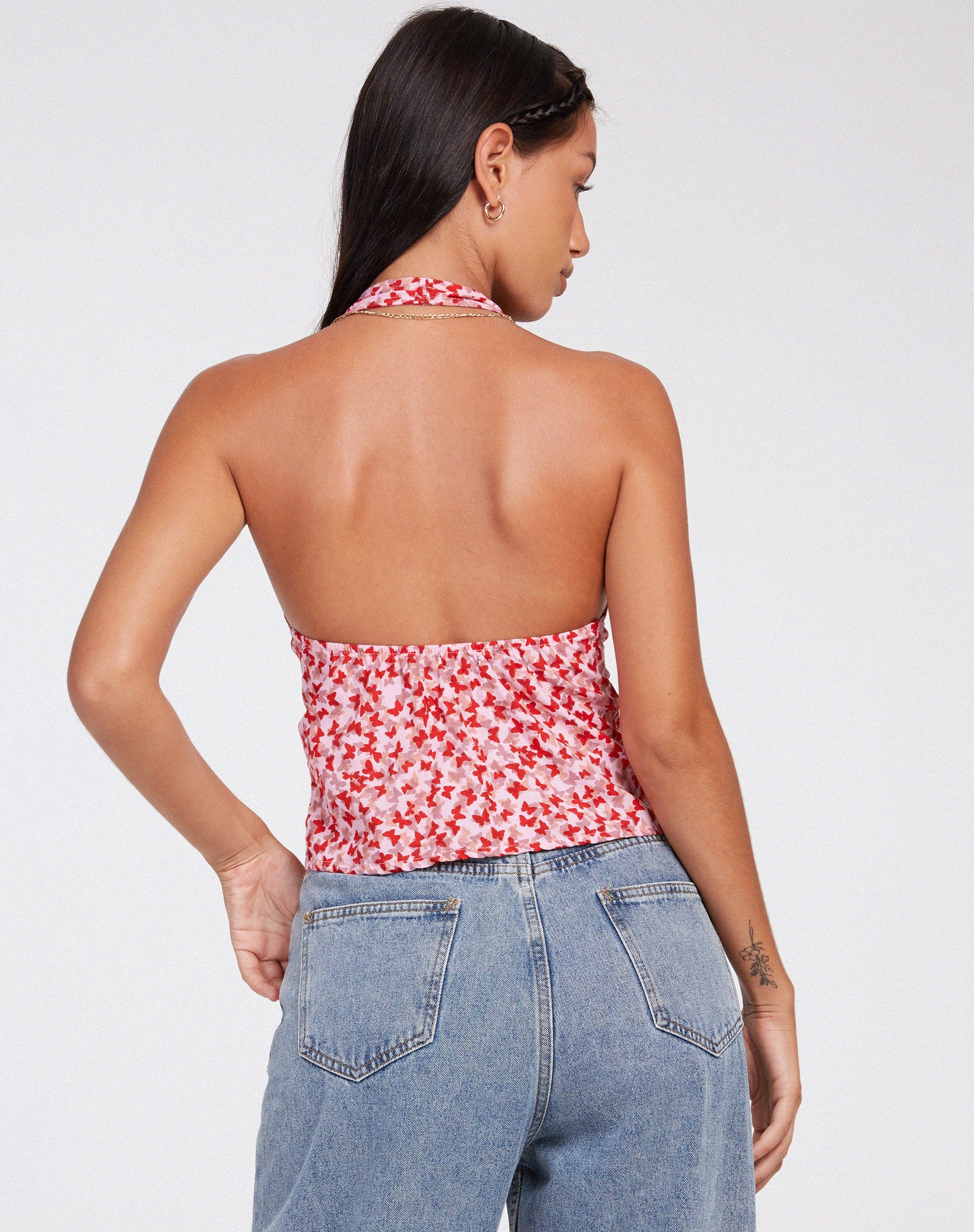 Abbildung von Roula Halter Top in Ditsy Butterfly Peach Red