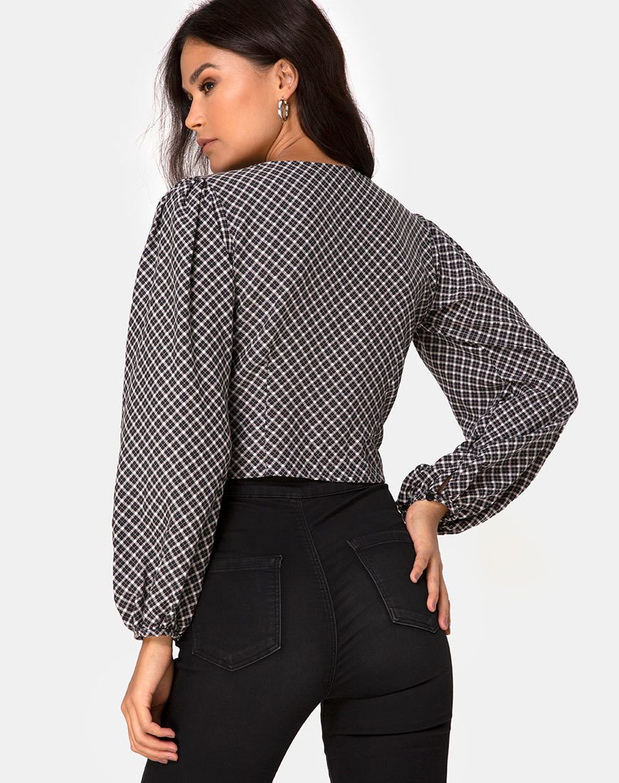 Roma Langarm-Top in Check It Out Schwarz