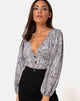 Image of Roma Langarm-Top in Leo Spot in Schwarz und Weiß