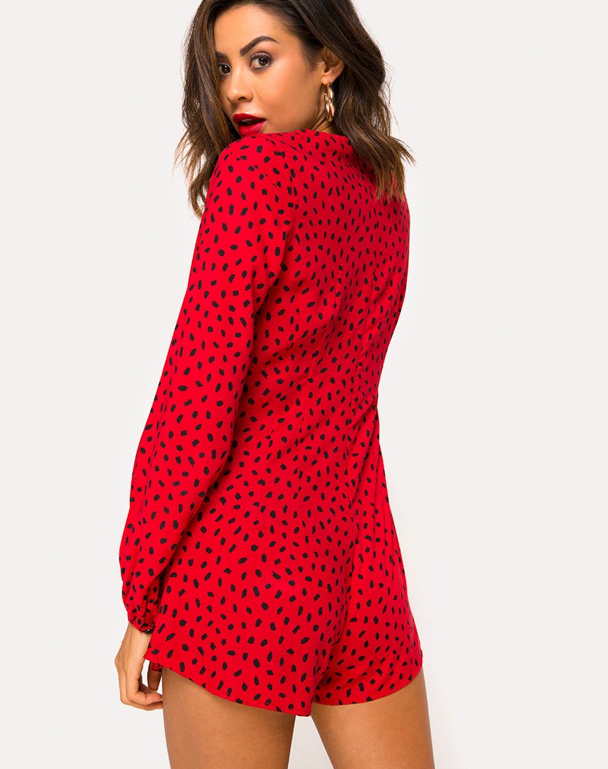 Bild von Romalo Playsuit in Mini Diana Dot Rot und Schwarz