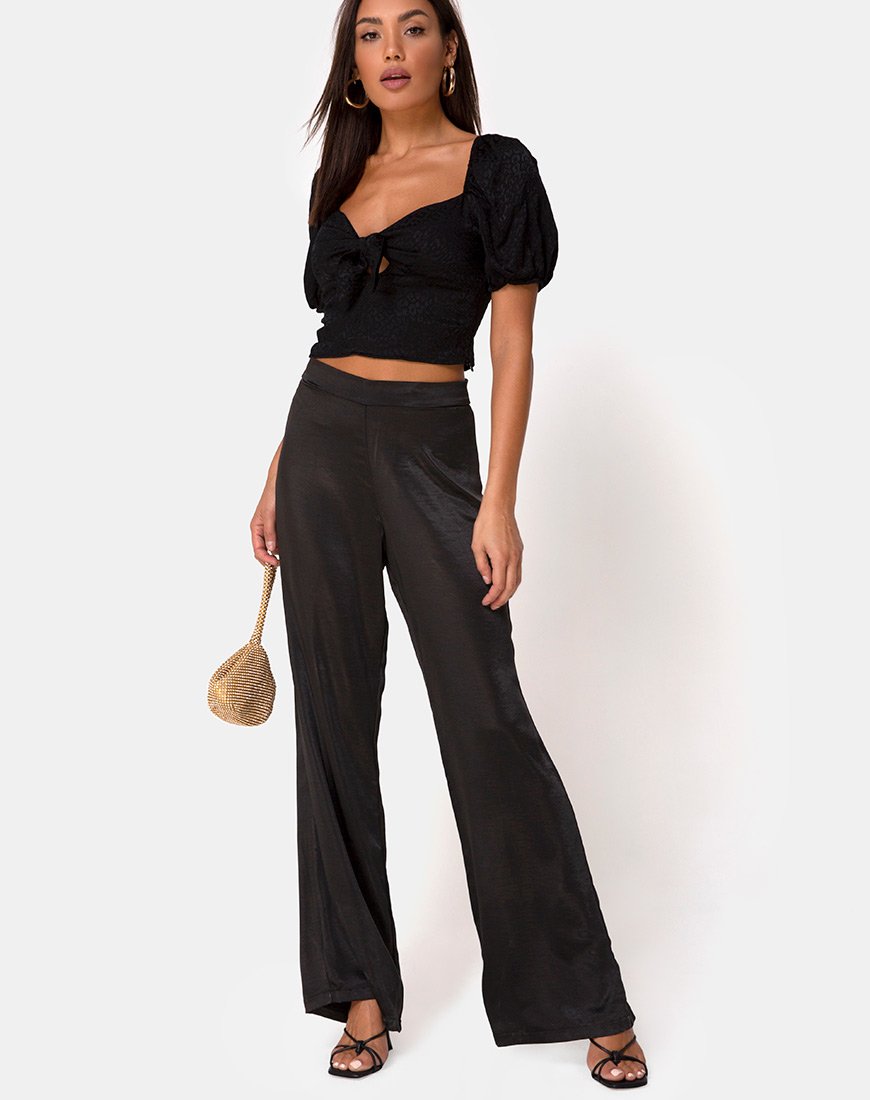 Bild von Romanza Top aus Satin Cheetah Black