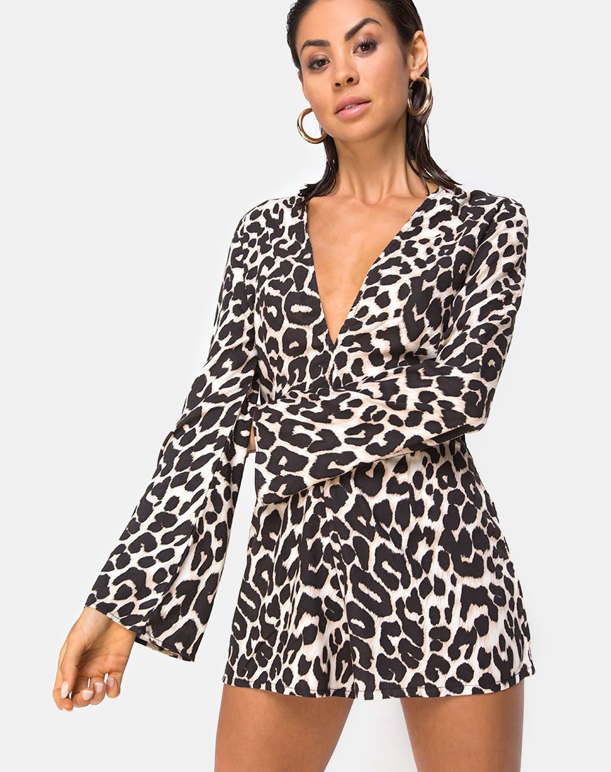 Bild von Romeo Plunge Playsuit in Übergröße Jaguar