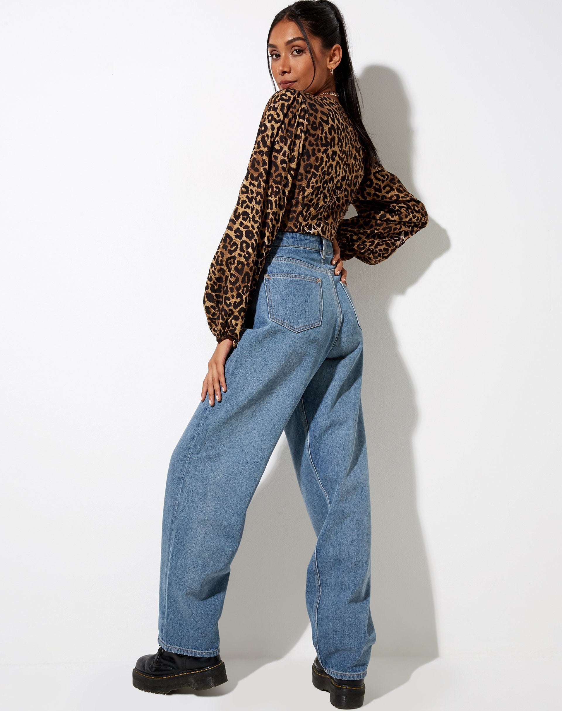 Image of Romina Top in Nacht Leopard Braun