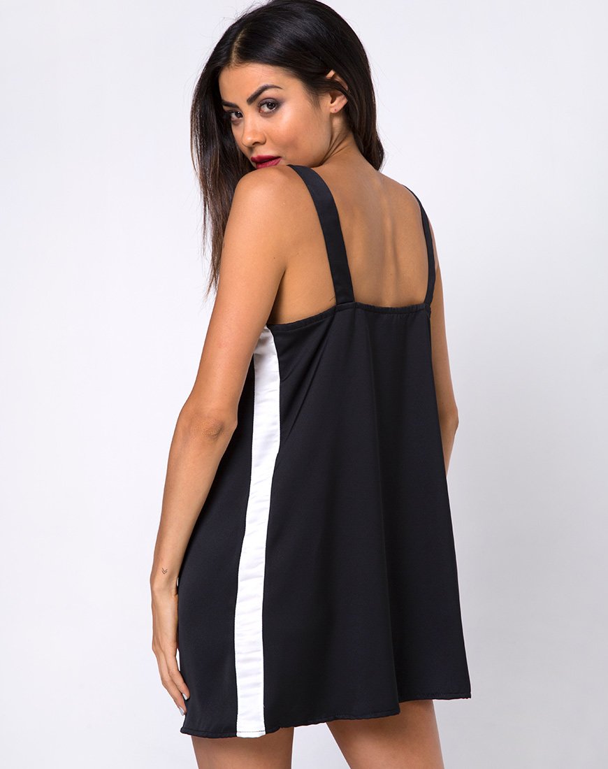 Rona Slip Dress in Schwarz mit elfenbeinfarbenen Streifen