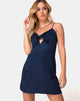 Image of Ronina Kleid aus Satin Cheetah Navy