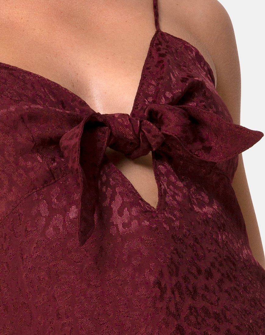 Image of Ronina Kleid aus Satin Cheetah Burgundy