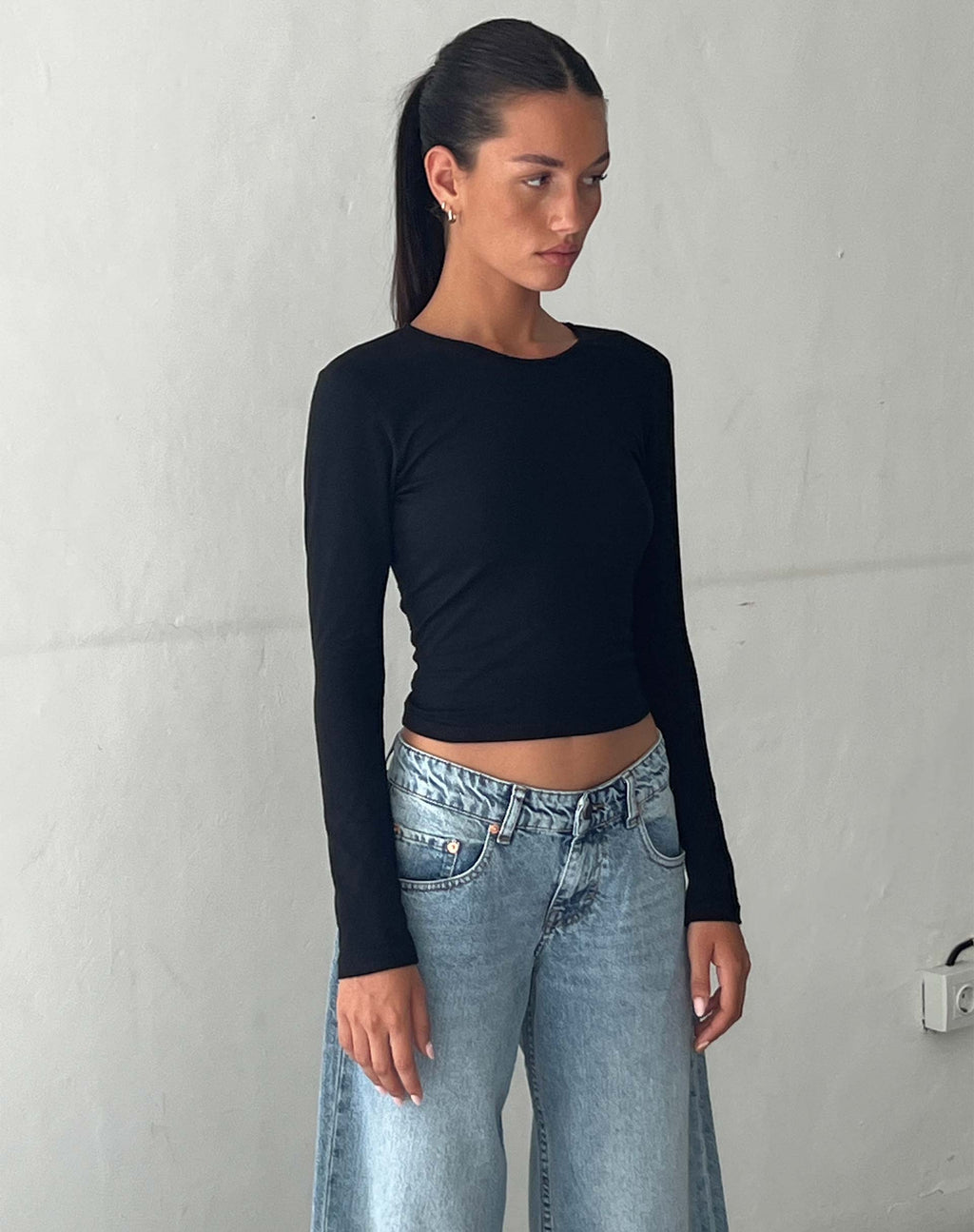 Bon Langärmeliges Top in Schwarz