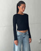 Image of Bon Langärmeliges Top in Schwarz