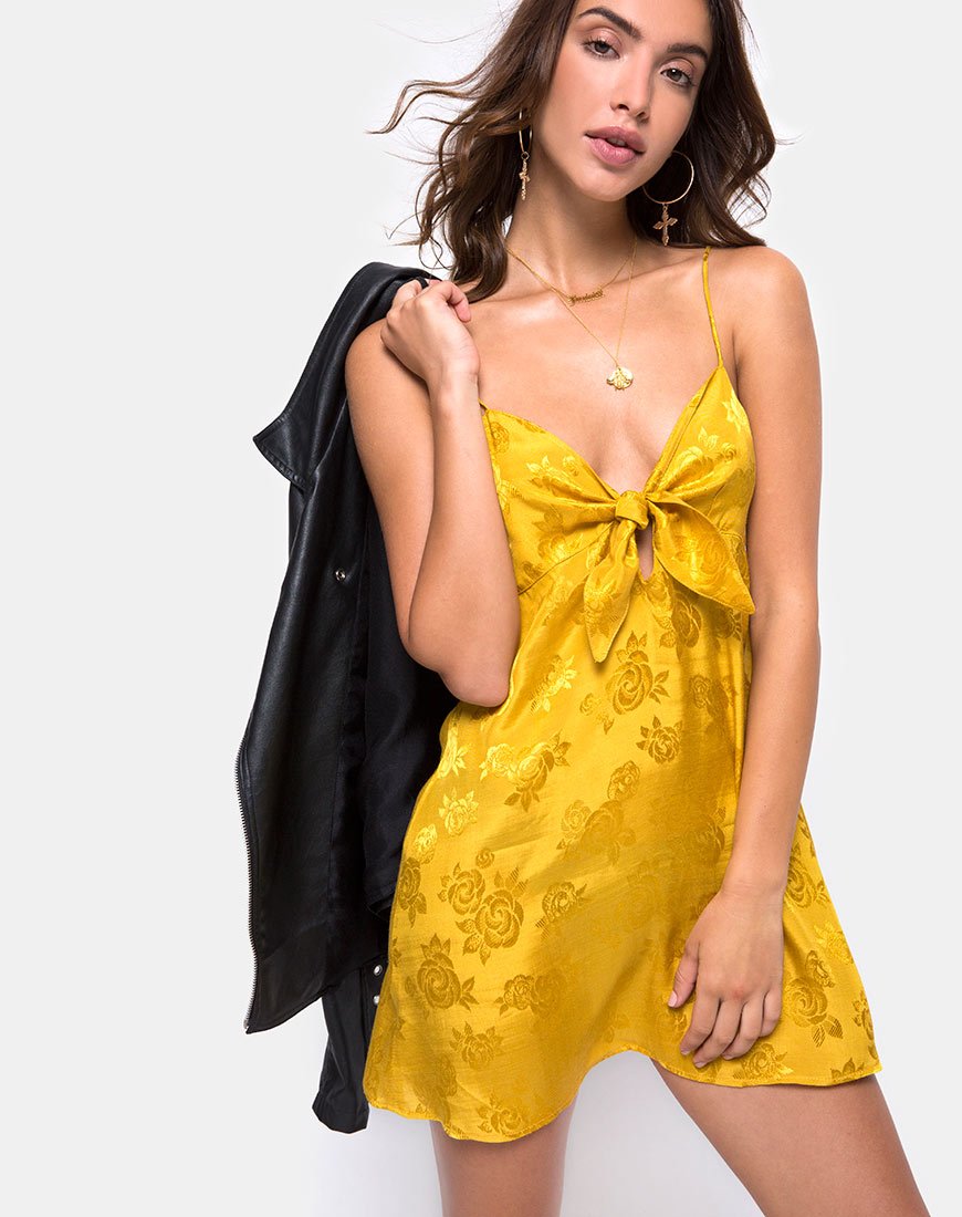 Roppan Slip-Kleid aus Satin Senfrosa