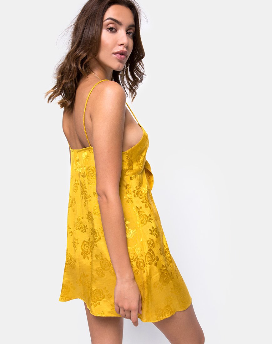 Roppan Slip-Kleid aus Satin Senfrosa
