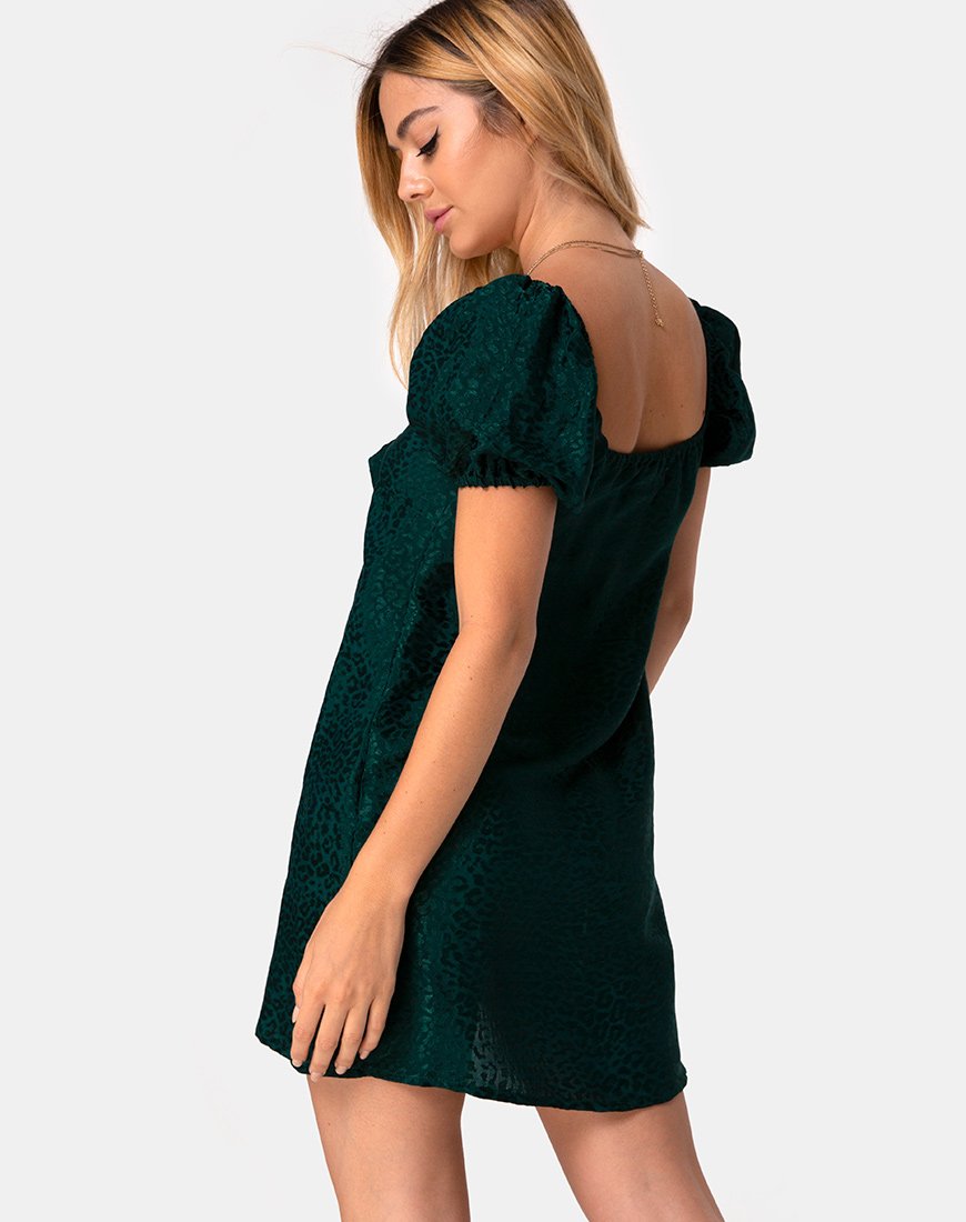 Ropelle Kleid aus Satin Gepard Waldgrün