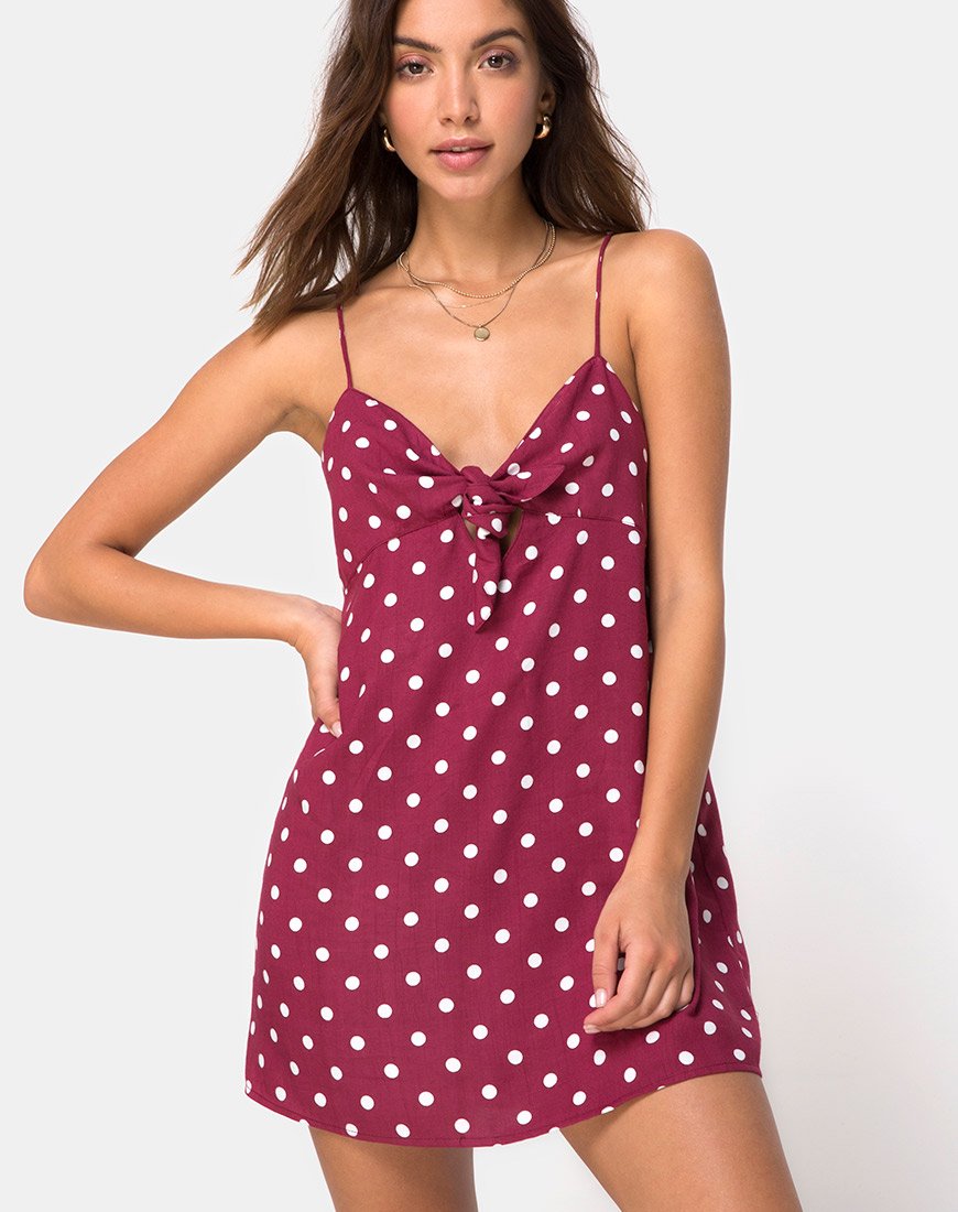 Roppan Slip Dress in Medium Polka Wein